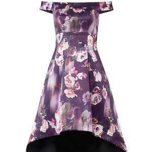Slate and Willow Dark Purple Floral Hi-low Dress, 8